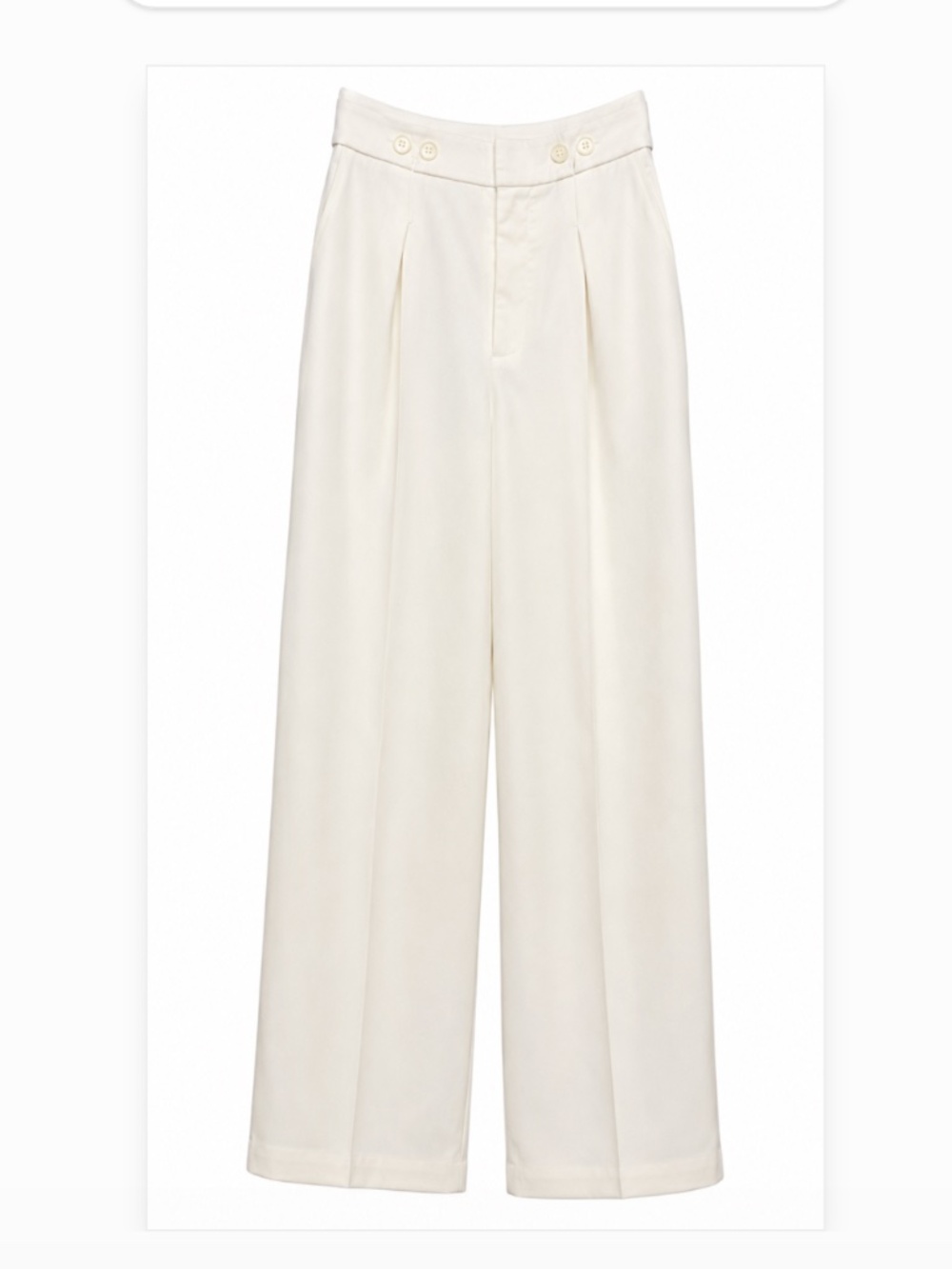 Petite Studio NYC Ivory High Rise Wide Leg Pleated Trousers -- XS
